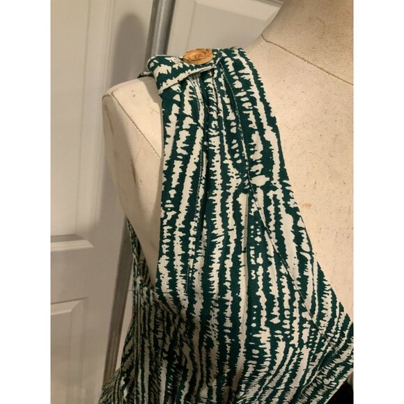 Ett Twa Anthropologie Dark Green & White Patterned V-Neck Romper, Size 0 (US) - Picture 4 of 8